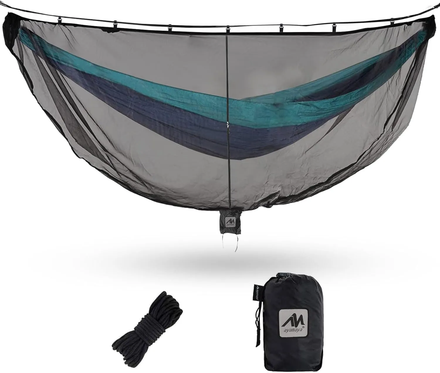 AYAMAYA Hammock Bug Net - 11.15ft Superfine Mosquito Net for Hammocks,w/Double-Sided Zipper, Lightweight Portable Hammock Netting,Fast and Easy Set Up, Fits All Camping Hammocks