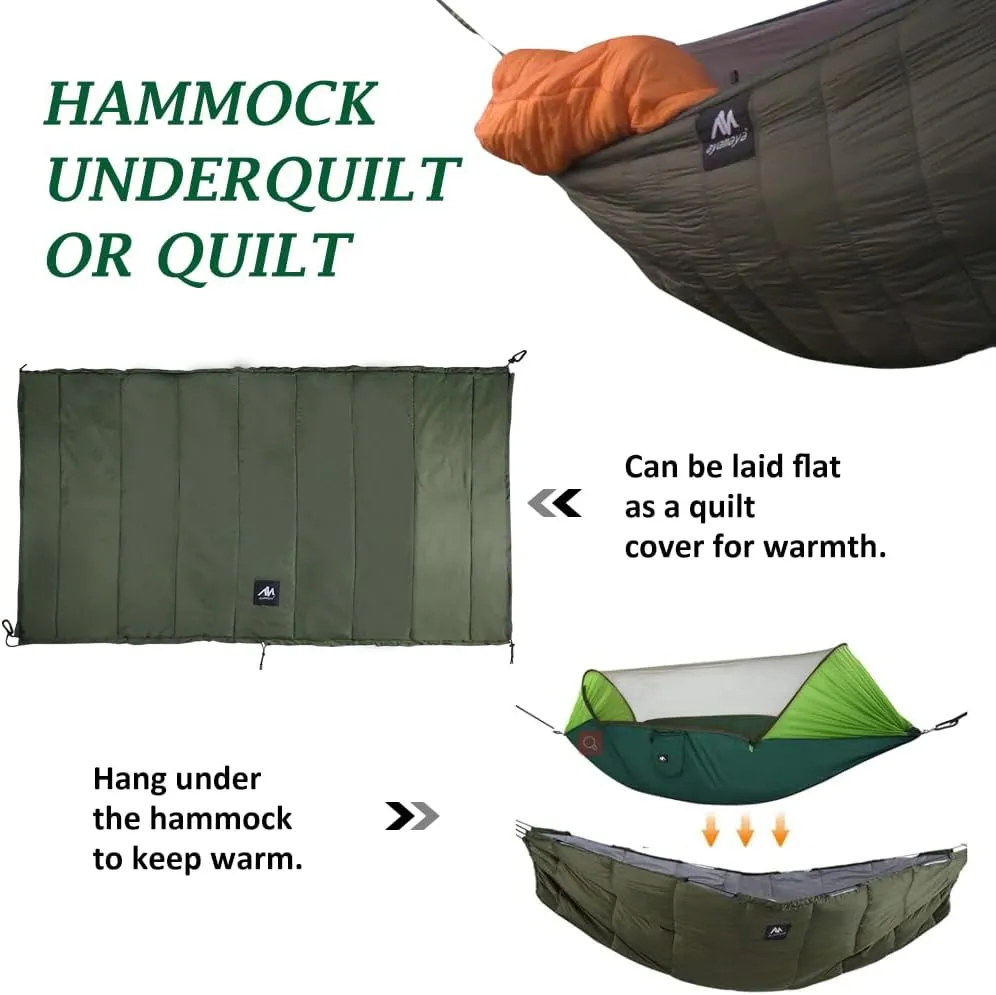 AYAMAYA Single & Double Hammock Underquilt Full Length Big Size Under Quilts for Hammocks, Camping Backpacking Essential, Winter Cold Weather Warm UQ Blanket Bottom Insulation