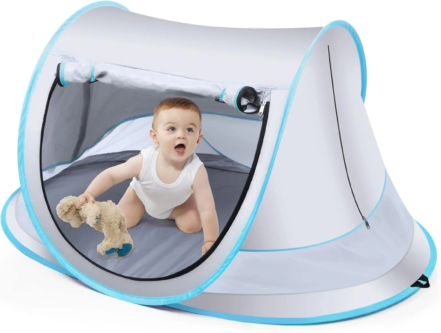 Baby Beach Tent,Large Pop Up Beach Tent Sun Shade for Beach,Portable Baby Travel Tent with Mosquito Net,Indoor Baby Play Tent,UPF 50  UV Protection Sun Shelters for Infants