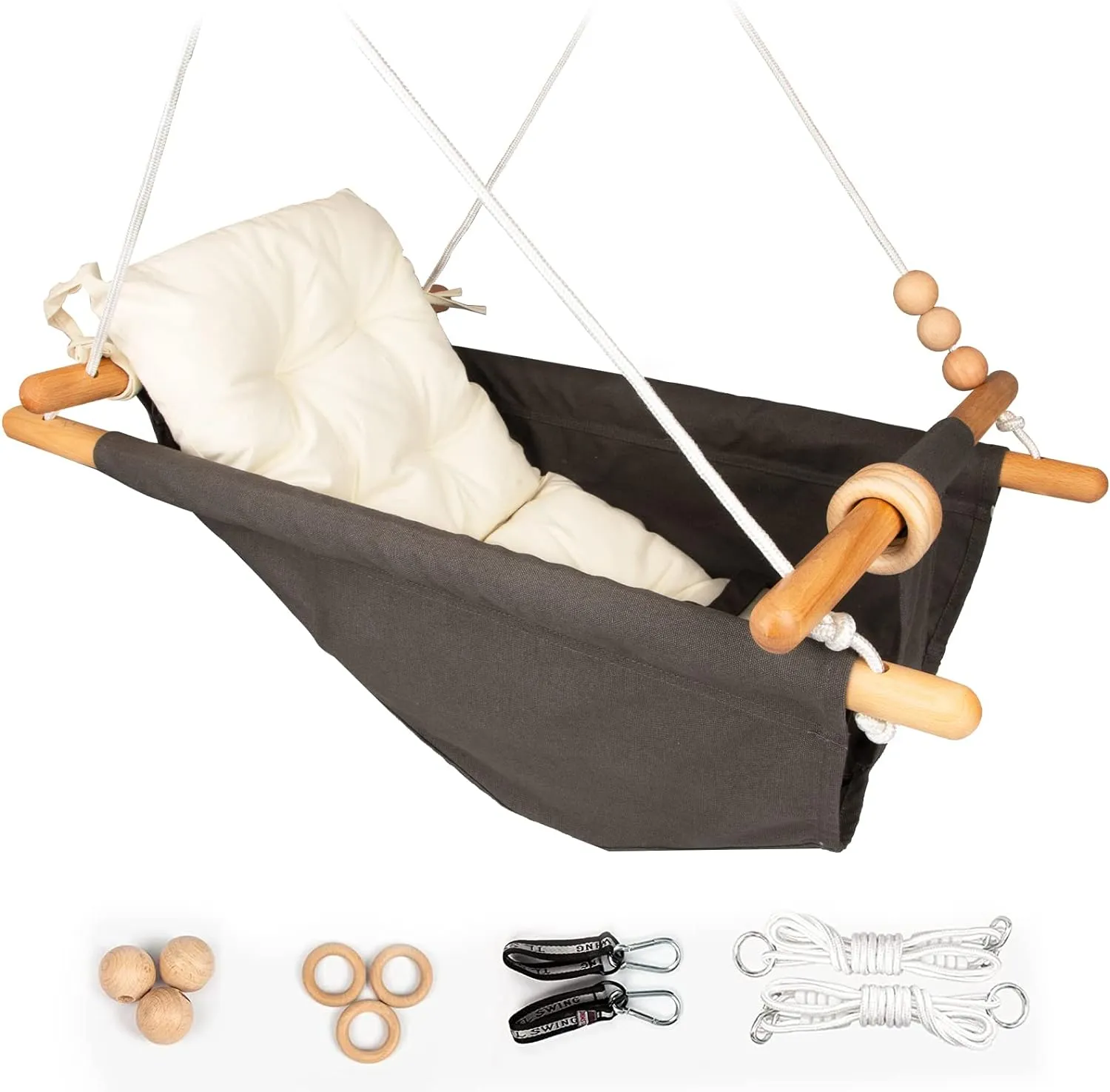 Baby Swing for Indoor and Outdoor Use - Canvas Hammock for Toddlers, Hanging Seat with Safety Belt, Tree Swing Gift for Boys and Girls