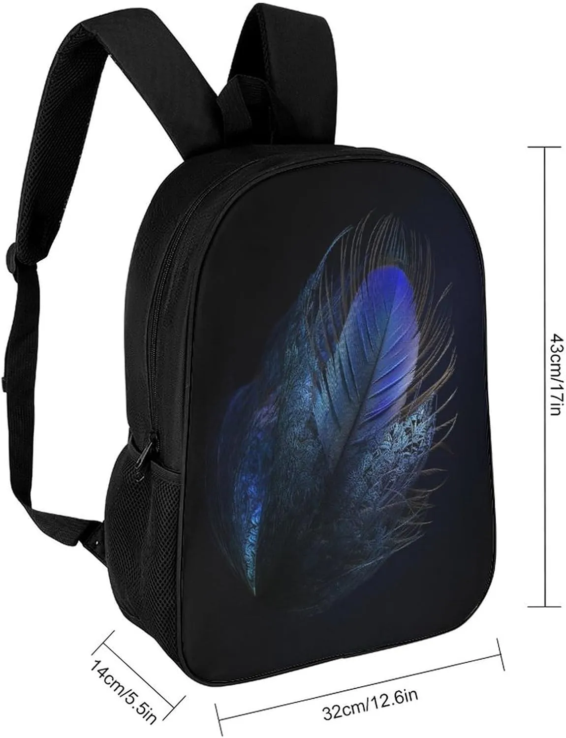 Backpack Feather Pattern 17 Inch Travel Backpack, Large Hiking Bag Sports Picnic Camping Backpack