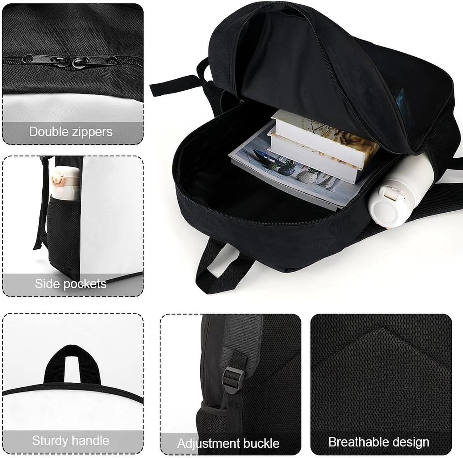 Backpack Feather Pattern 17 Inch Travel Backpack, Large Hiking Bag Sports Picnic Camping Backpack