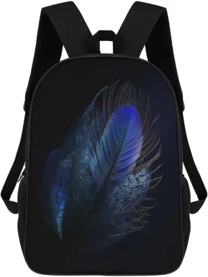 Backpack Feather Pattern 17 Inch Travel Backpack, Large Hiking Bag Sports Picnic Camping Backpack