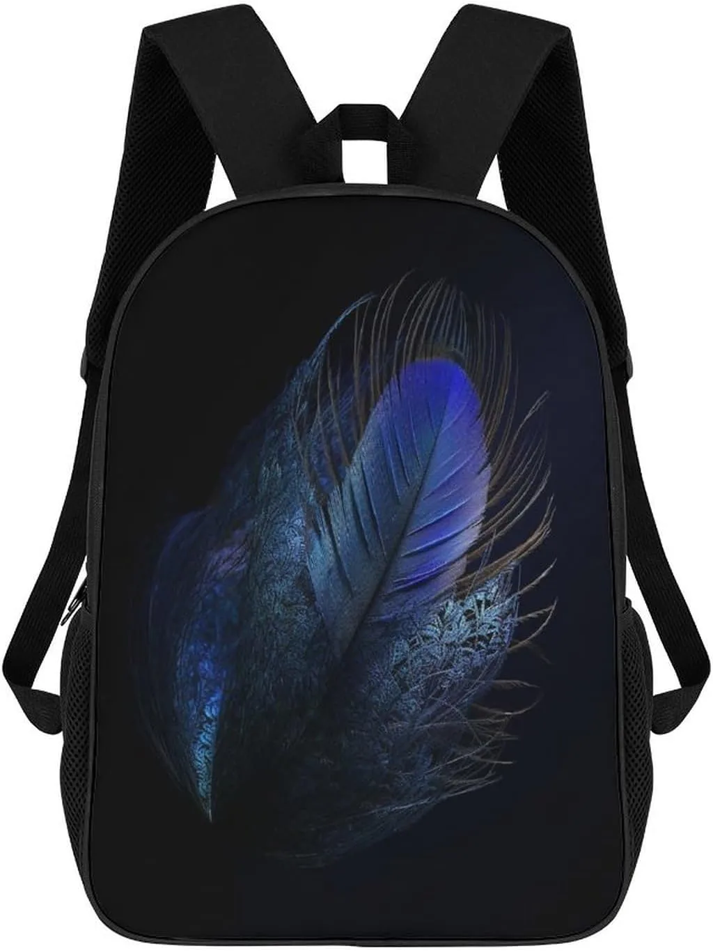 Backpack Feather Pattern 17 Inch Travel Backpack, Large Hiking Bag Sports Picnic Camping Backpack