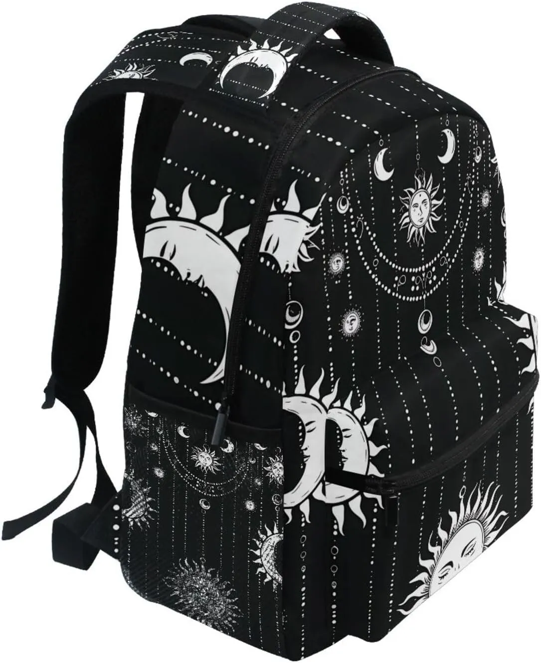 Backpack Frame-curtain-cnc-art-with-sun-moon-patterns-small-sun-mo-cnc-die-cut-outline-tattoo Daypack Shoulder Bag Book Bag Lightweight Back Pack 11.4 ×16 In