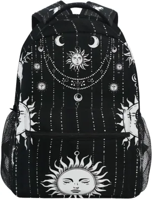 Backpack Frame-curtain-cnc-art-with-sun-moon-patterns-small-sun-mo-cnc-die-cut-outline-tattoo Daypack Shoulder Bag Book Bag Lightweight Back Pack 11.4 ×16 In
