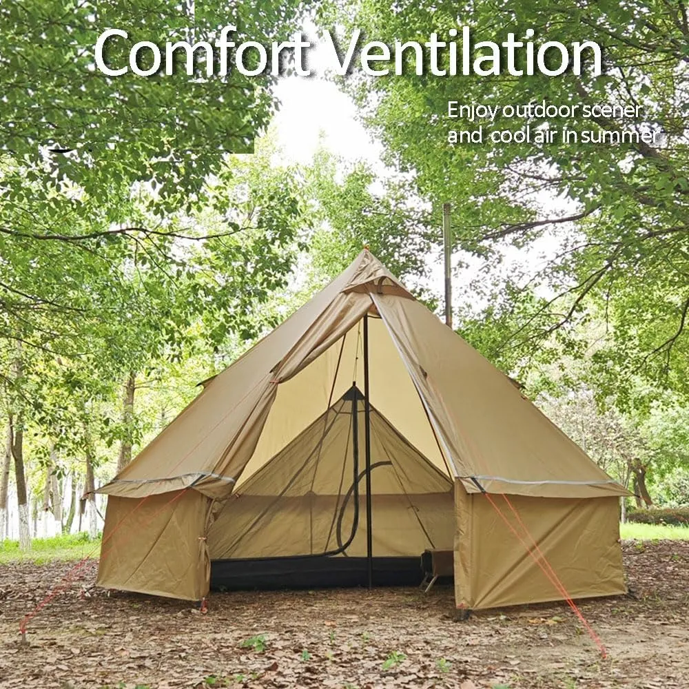 Backpacking Yurts Tent-Lightweight 4 Season Tents with Stove Jack, 1-3 Person Waterproof Hot Tent for Camping, Hiking, Outdoor Hunting, 6.6LB/10.5FT