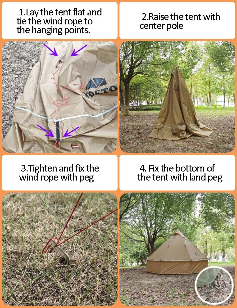 Backpacking Yurts Tent-Lightweight 4 Season Tents with Stove Jack, 1-3 Person Waterproof Hot Tent for Camping, Hiking, Outdoor Hunting, 6.6LB/10.5FT