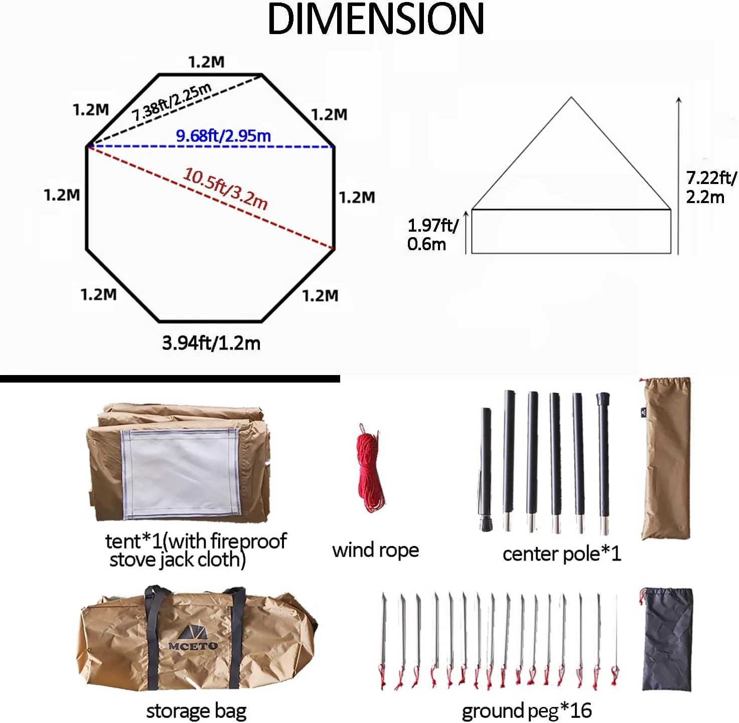 Backpacking Yurts Tent-Lightweight 4 Season Tents with Stove Jack, 1-3 Person Waterproof Hot Tent for Camping, Hiking, Outdoor Hunting, 6.6LB/10.5FT