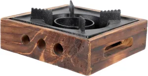 Balacoo 1Pc Cast Alcohol Stove Hot Pot Furnace with Wooden Base Lightweight Compact Bbq Outdoor Cooking Stove for Camping Picnic Hot Pot Cooking