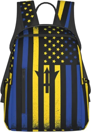 Barbadian American Flag Travel Backpacks Casual Laptop Backpack Sport Rucksack Large Capacity Daypack Multi-Pockets Adjustable Strap Bag for Working Hiking