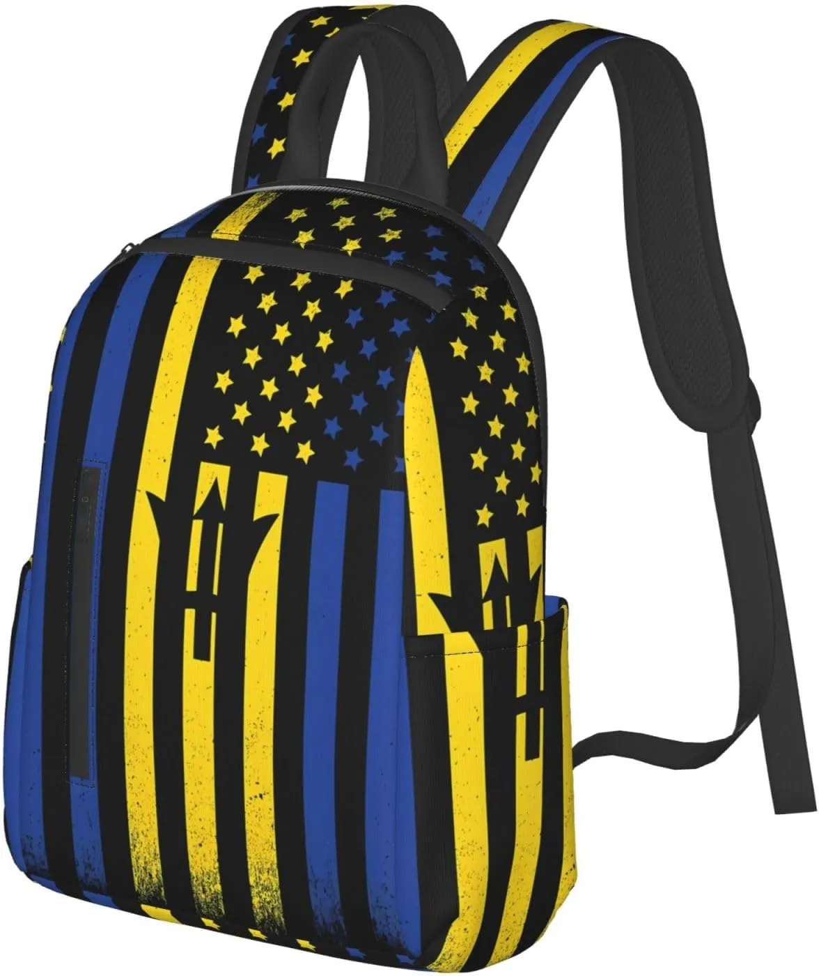 Barbadian American Flag Travel Backpacks Casual Laptop Backpack Sport Rucksack Large Capacity Daypack Multi-Pockets Adjustable Strap Bag for Working Hiking