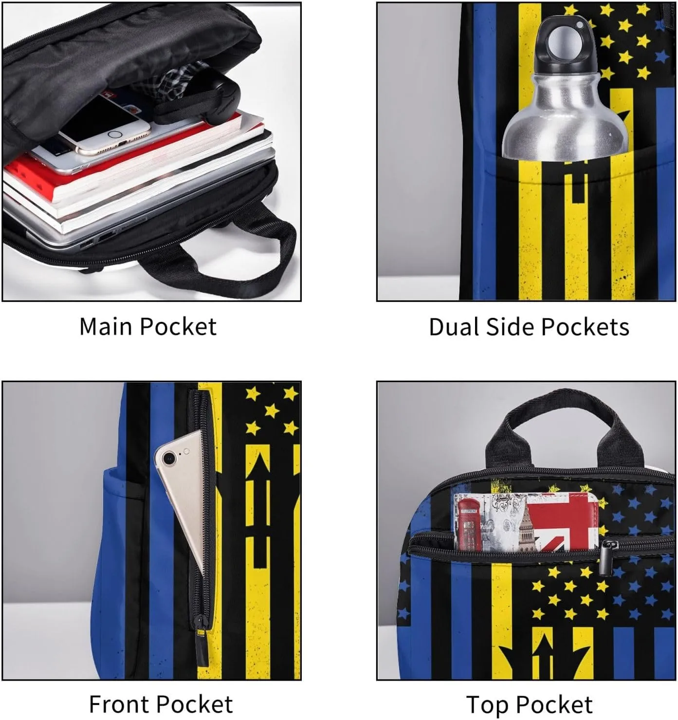Barbadian American Flag Travel Backpacks Casual Laptop Backpack Sport Rucksack Large Capacity Daypack Multi-Pockets Adjustable Strap Bag for Working Hiking