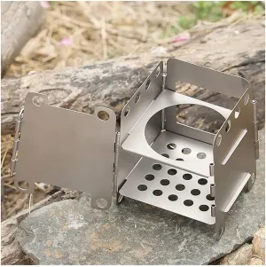 Basket Wood Burning Stove, Camping Stove, Rocket Stove, Portable Backpacking Stove for Outdoor Camping Picnic BBQ (Color : Silver, Size : 13.2x13.2x16.2cm) (Silver 18x18x19cm) (Silver 13.2x13.2