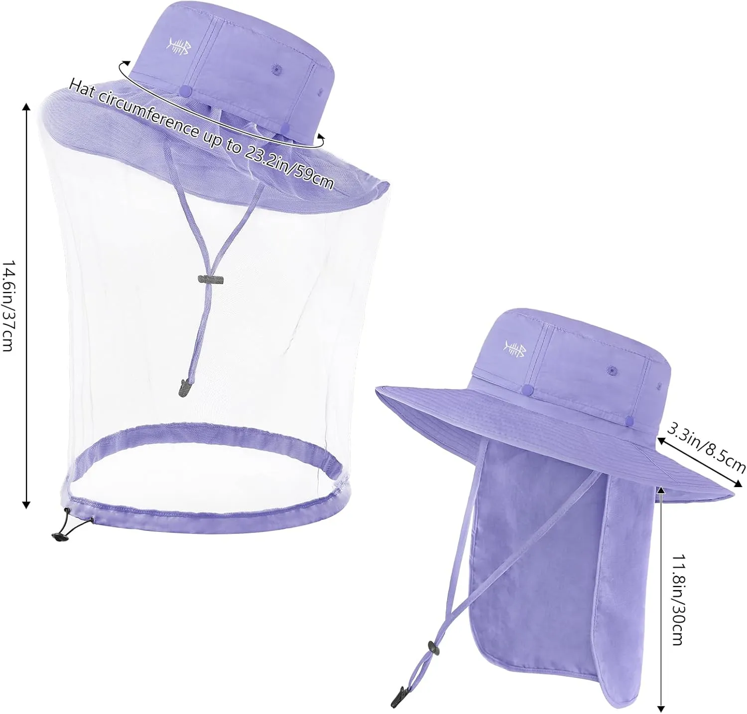 BASSDASH UPF 50  Mosquito Sun Hat with Hidden Head Net and Neck Flap for Men Women Outdoor Fishing Hiking Camping FH16