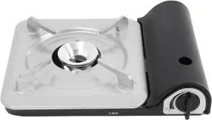 BBQ Grill Butane Camping Stove with Case, Portable Camping Stove Ideal for Outdoor Cooking/Camping/Road Trips, Fuel Not Included (black)