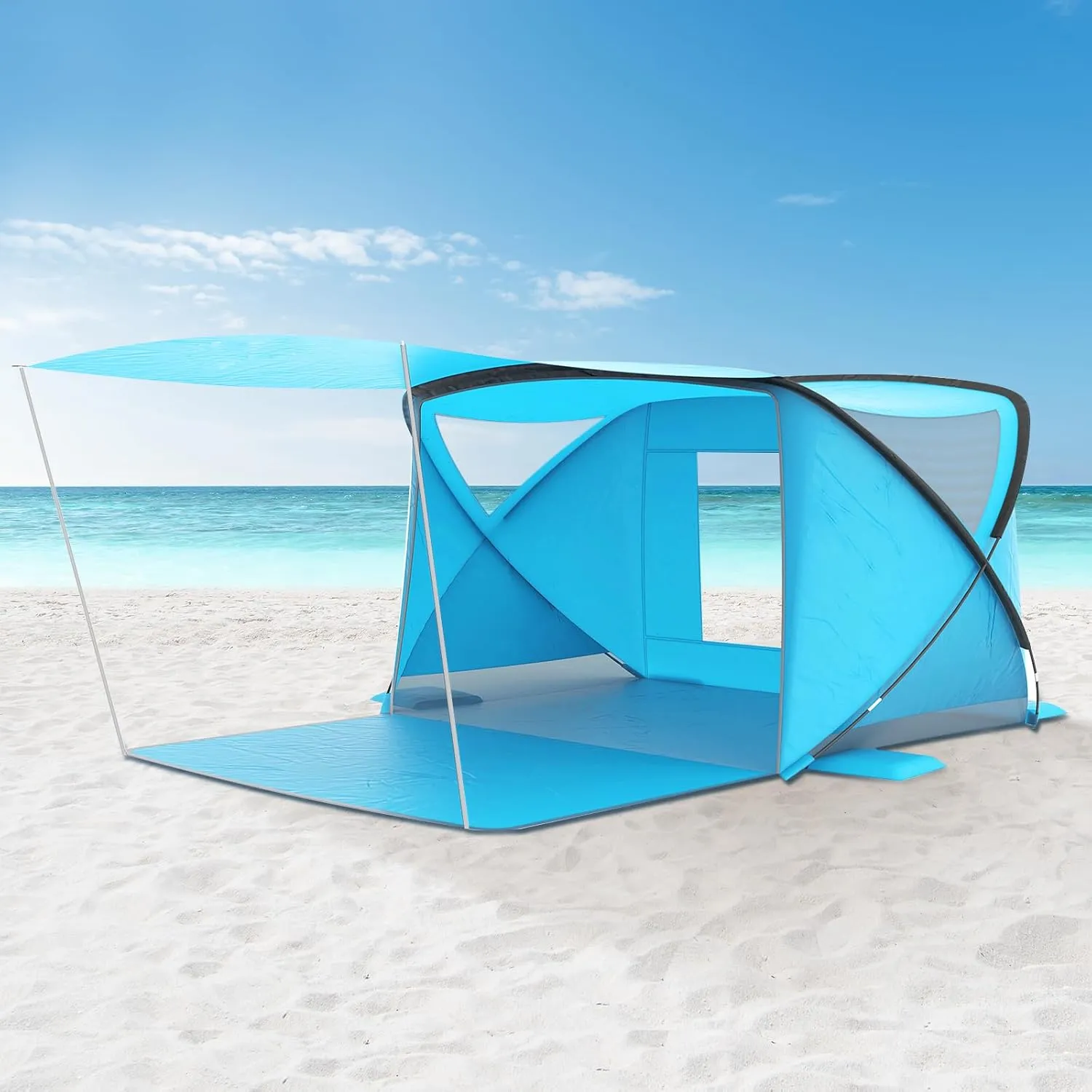 Beach Tent with Canopy, Beach Cabana Sun Shelter for 4-6 Person, Lightweight Portable Beach Cabana with UPF 50  Sun Shelter and Ventilation Windows, Ideal for Family Fun and Outdoor Camping
