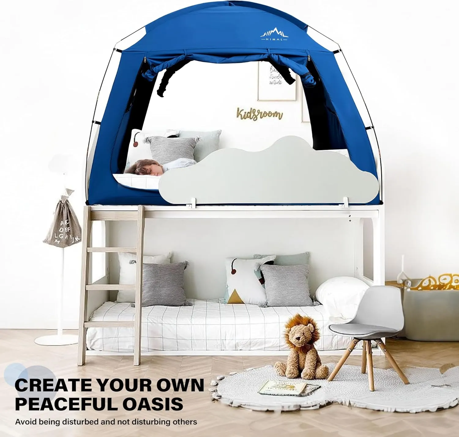 Bed Tent for Indoor Portable Light Reducing Full Size Canopy Tents Breathable Lightweight Private Space for Bed(Blue)