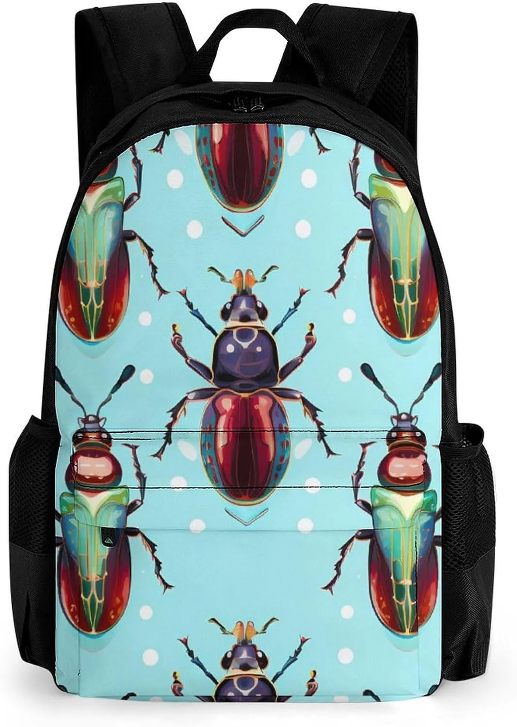 Beetles and Insects Printed Backpack Causal Daypack Travel Laptop Shoulders Bag with Side Pockets for Men Women 13 X 7 X 16 Inch