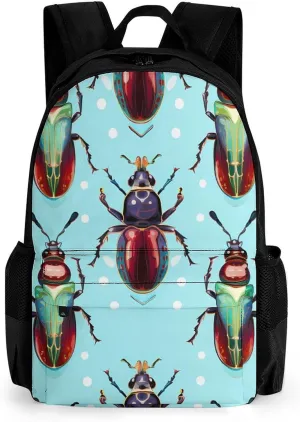 Beetles and Insects Printed Backpack Causal Daypack Travel Laptop Shoulders Bag with Side Pockets for Men Women 13 X 7 X 16 Inch