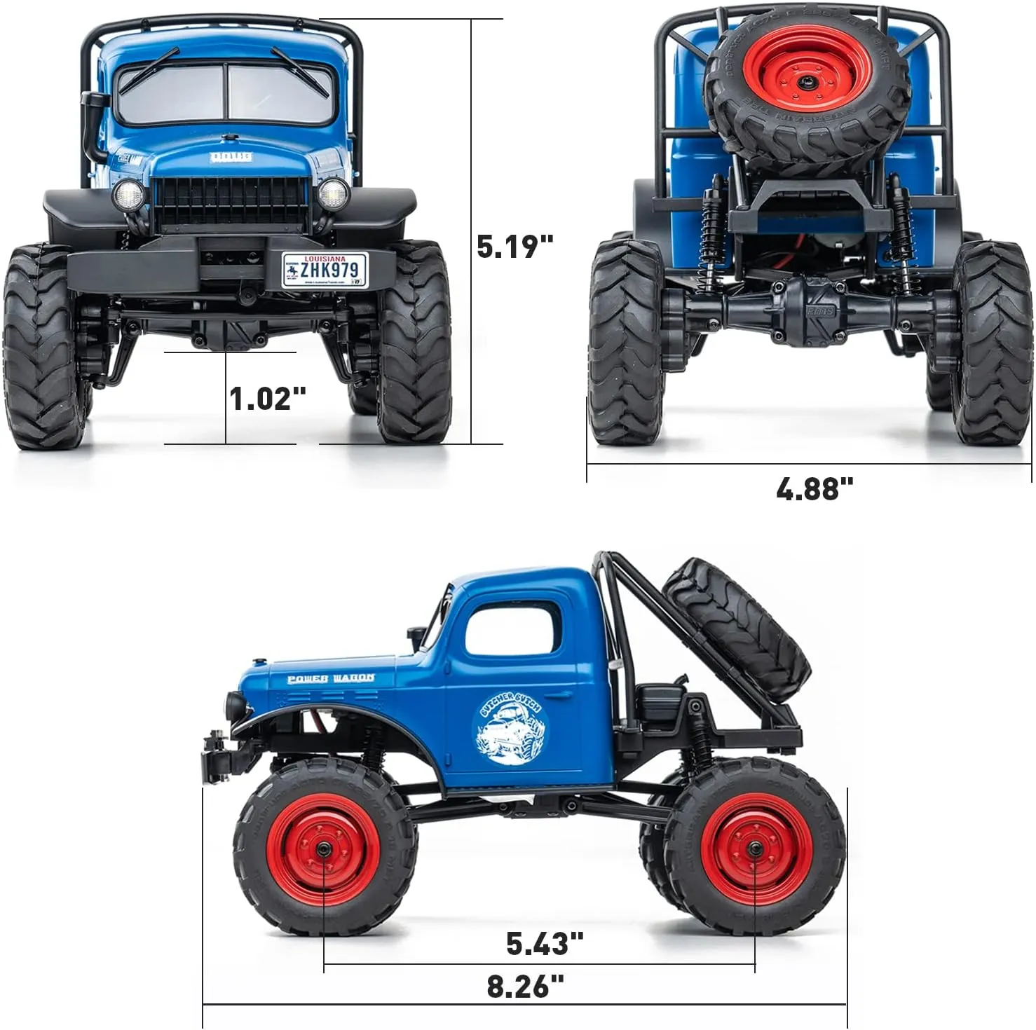 BEEZRC FMS RC Crwaler 1/24 Scale FCX24 Power Wagon RTR 4WD 2.4GHz 3CH Offroad RC Car Model Vehicle Hobby Grade Remote Control Car(Blue)