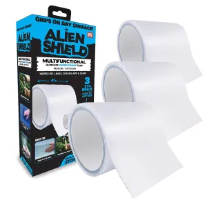 Bell Howell Alien Shield Transparent Sealing Tape Waterproof Repair Tape Adhesive Strips Patch Tape to Repair Tears, Cracks, and Leaks, 3 Rolls Total 15 Feet Rolls x 4” Width As Seen On TV