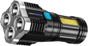 BESPORTBLE 1pc Waterproof LED Camping Flashlight, Black, Battery Powered