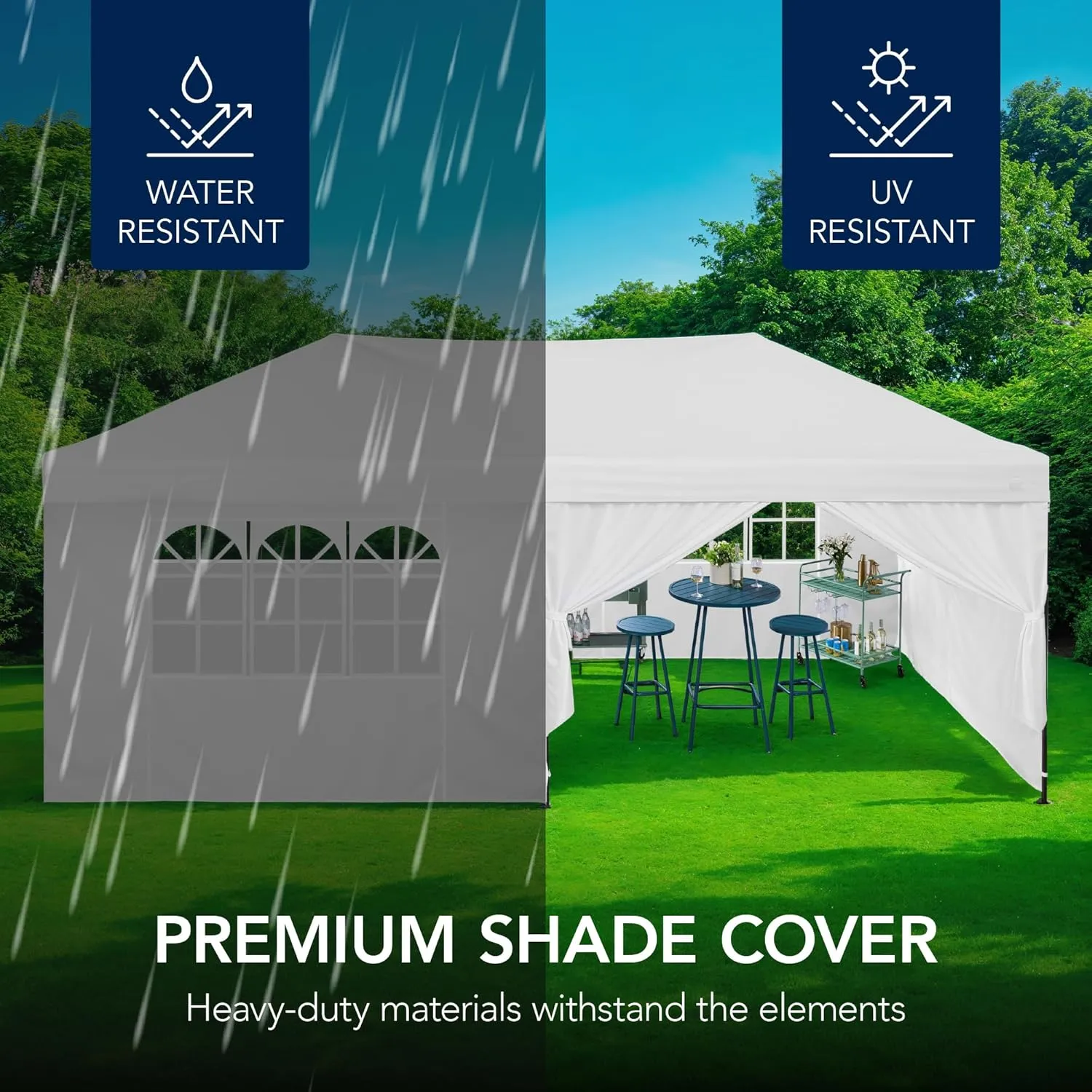 Best Choice Products 10x20 Party Tent, Heavy Duty Waterproof Large Outdoor Event Easy Pop Up Canopy Shelter w/Sidewalls, 1-Button Setup, Wheeled Case, Weight Bags - White