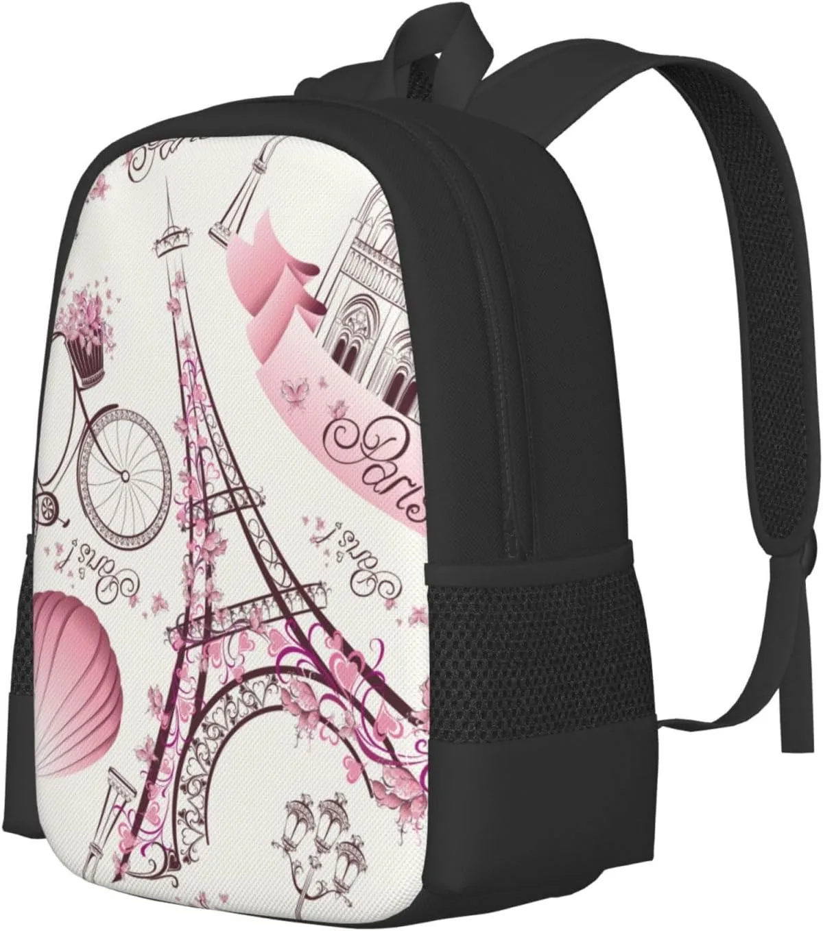 Big Capacity Rucksacks, for Pink Paris Eiffel Tower Anti-Theft Multipurpose Bookbag with Shoulder Straps, Shoulder Book Bags, Travel Hiking Daypack Laptop Backpack