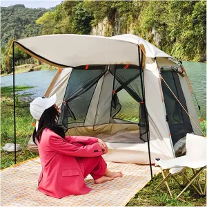 Big Tent 4 Man Double Doors and Four Windows,Waterproof Hiking Tent Practical and Lightweight Basic Tent for Camping