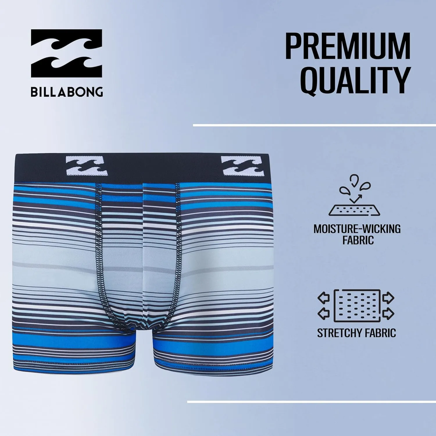 Billabong Boys Underwear 4 Pack Boxer Briefs for Boys 6-18 Durable Stretch Breathable Moisture Wicking