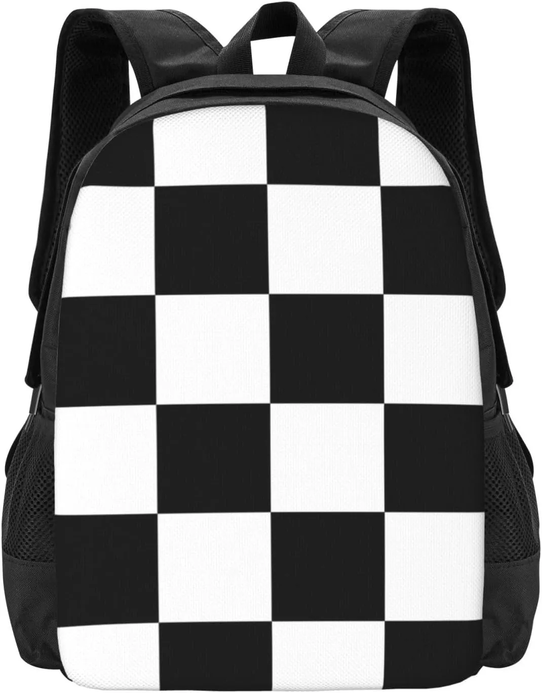 Black And White Checker Lightweight Packable Backpack Travel Casual Large Capacity Daypack Foldable Backpack For Men Women