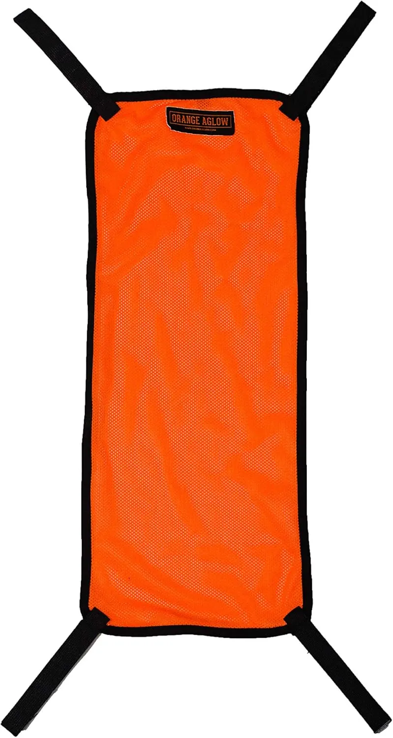 Blaze Orange Mesh Safety Panel with Reflective Strips - Lightweight High Visibility Hunting & Outdoors Safety Panel Attaches to Backpacks, Tents, Blinds, and Gear