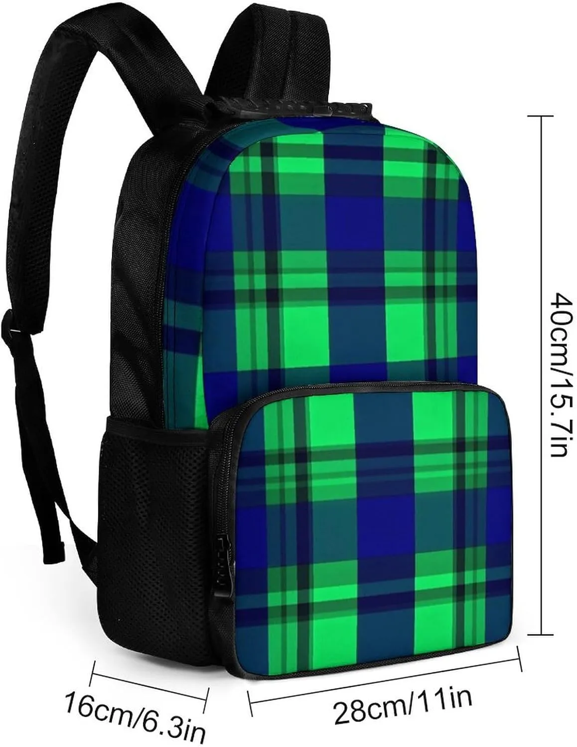 Blue Green Scottish Tartan Plaid Rucksacks Lightweight Multipurpose Anti-Theft Shoulder Bag Big Capacity Laptop Book Bag Rucksack With Padded Straps
