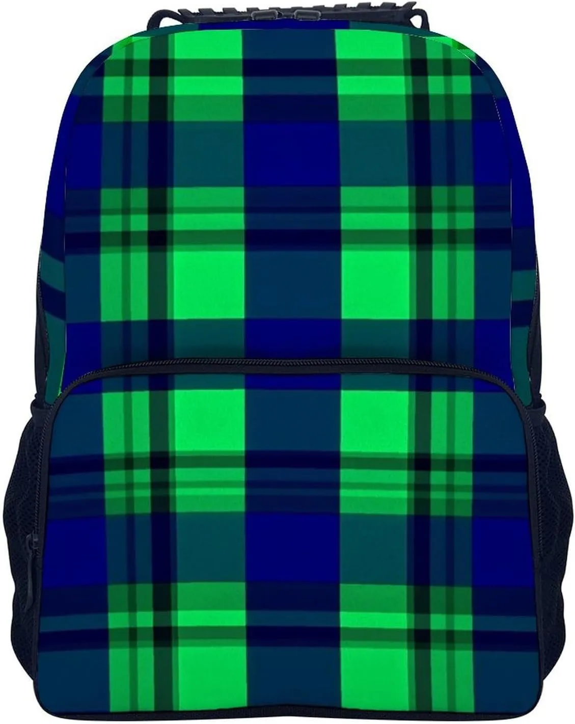 Blue Green Scottish Tartan Plaid Rucksacks Lightweight Multipurpose Anti-Theft Shoulder Bag Big Capacity Laptop Book Bag Rucksack With Padded Straps