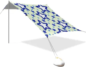 Blue Stars Dot Yellow Designed UPF50  Protection Foldable Beach Tent Water-Resistant Portable Sunshade with Carrying Bag for Backyard and Camping sombrillas para el sol