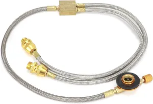 BORDSTRACT G1/8 DN6 Camping Stove Hose Adapter 2 Way Splitter Portable Stainless Knitted Connecting Pipe for Camping Stove Driving Heating Outdoor BBQ (RT 912A)