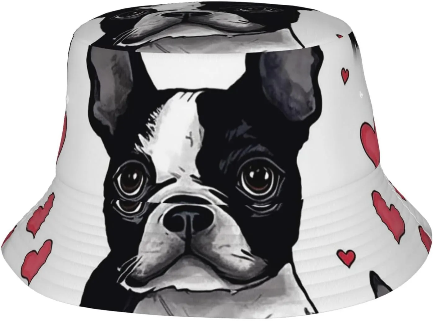 Boston Terrier Dog Sun Bucket Hats for Men Women UPF 50  Beach Hats Packable Sun Hat Summer Fisherman Cap Black