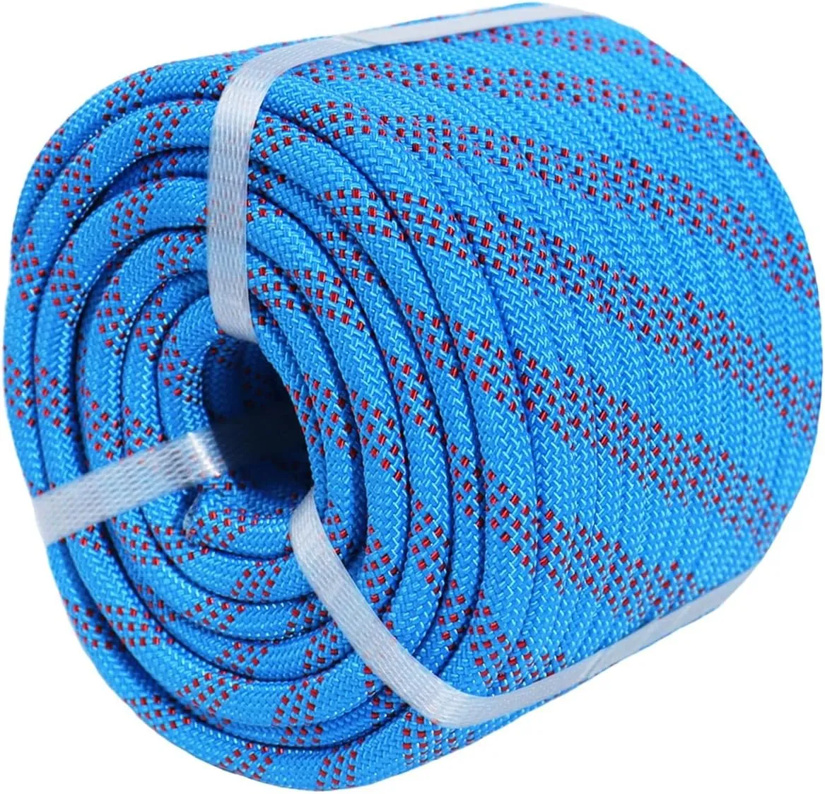 Braided Polyester Arborist Rigging Rope (3/8 inch X 150 feet) High Strength Outdoor Rope for Rock Climbing Hiking Camping Swing, Blue/Red