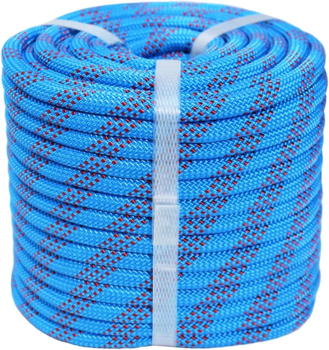 Braided Polyester Arborist Rigging Rope (3/8 inch X 150 feet) High Strength Outdoor Rope for Rock Climbing Hiking Camping Swing, Blue/Red