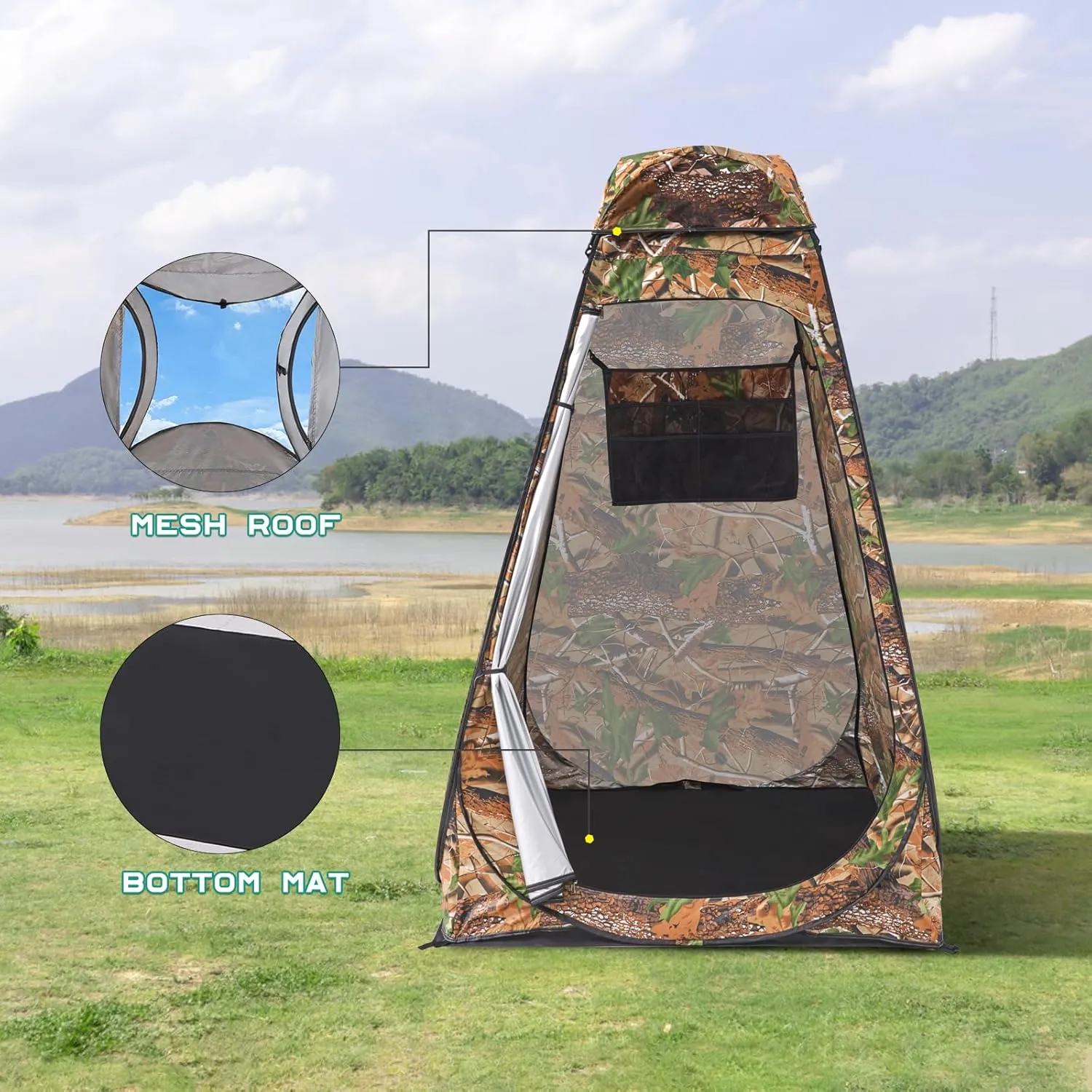 BRIAN & DANY Pop Up Shower Tent, Portable Privacy Camping Changing Tent, Camp Toilet Bathroom Pod with Rain Shelter & Windows, UPF 50  & Waterproof, 47.2" x 47.2" x 74.8"
