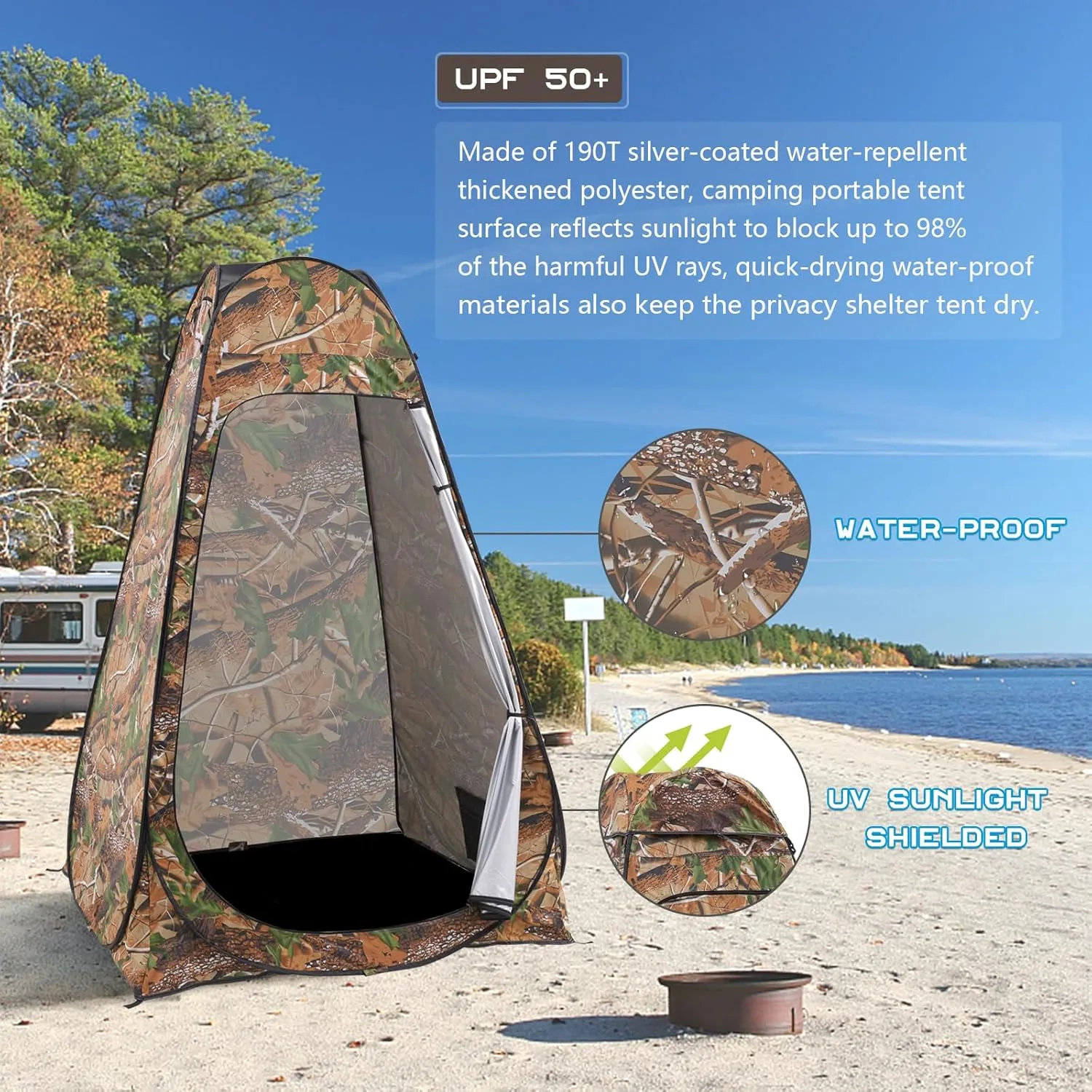 BRIAN & DANY Pop Up Shower Tent, Portable Privacy Camping Changing Tent, Camp Toilet Bathroom Pod with Rain Shelter & Windows, UPF 50  & Waterproof, 47.2" x 47.2" x 74.8"