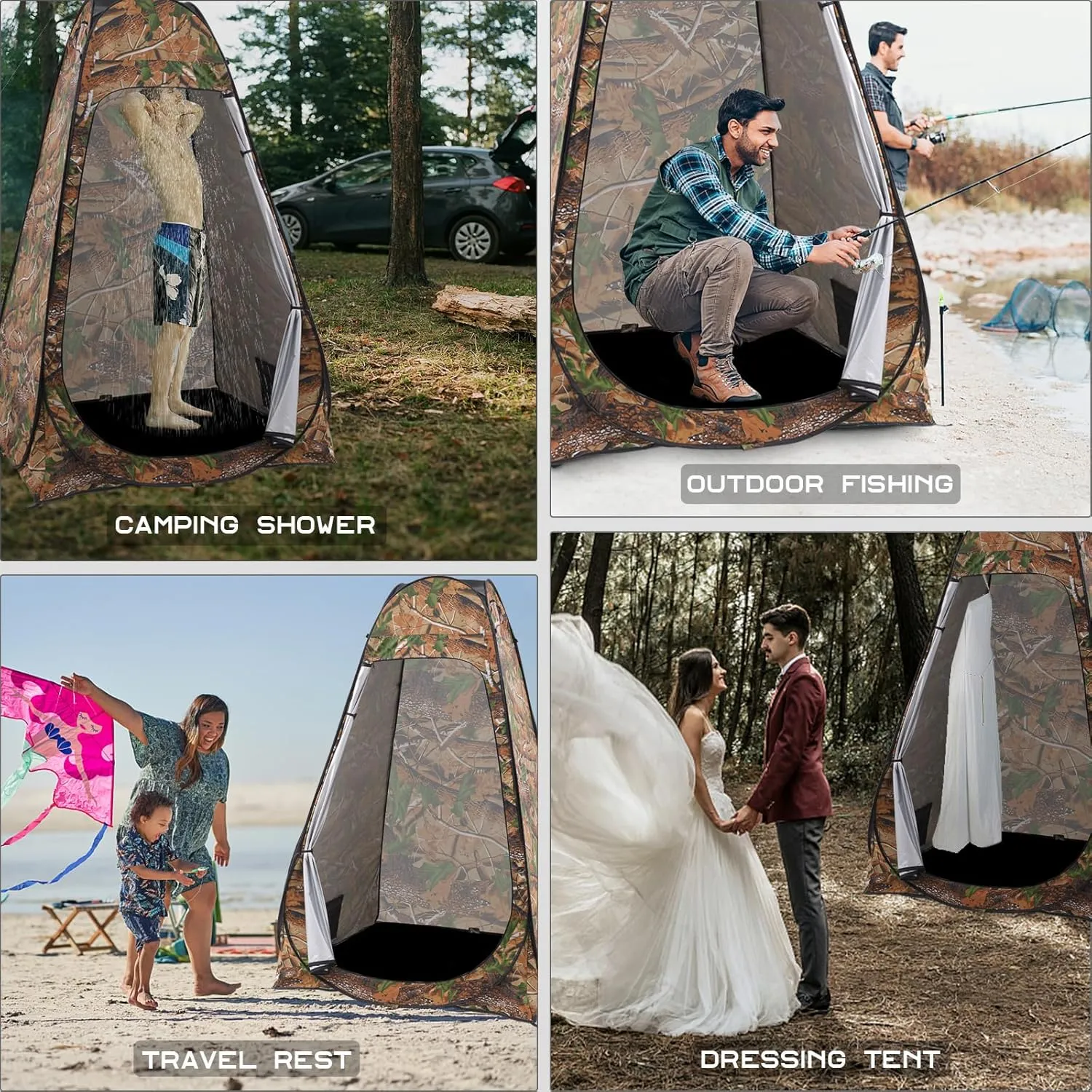 BRIAN & DANY Pop Up Shower Tent, Portable Privacy Camping Changing Tent, Camp Toilet Bathroom Pod with Rain Shelter & Windows, UPF 50  & Waterproof, 47.2" x 47.2" x 74.8"