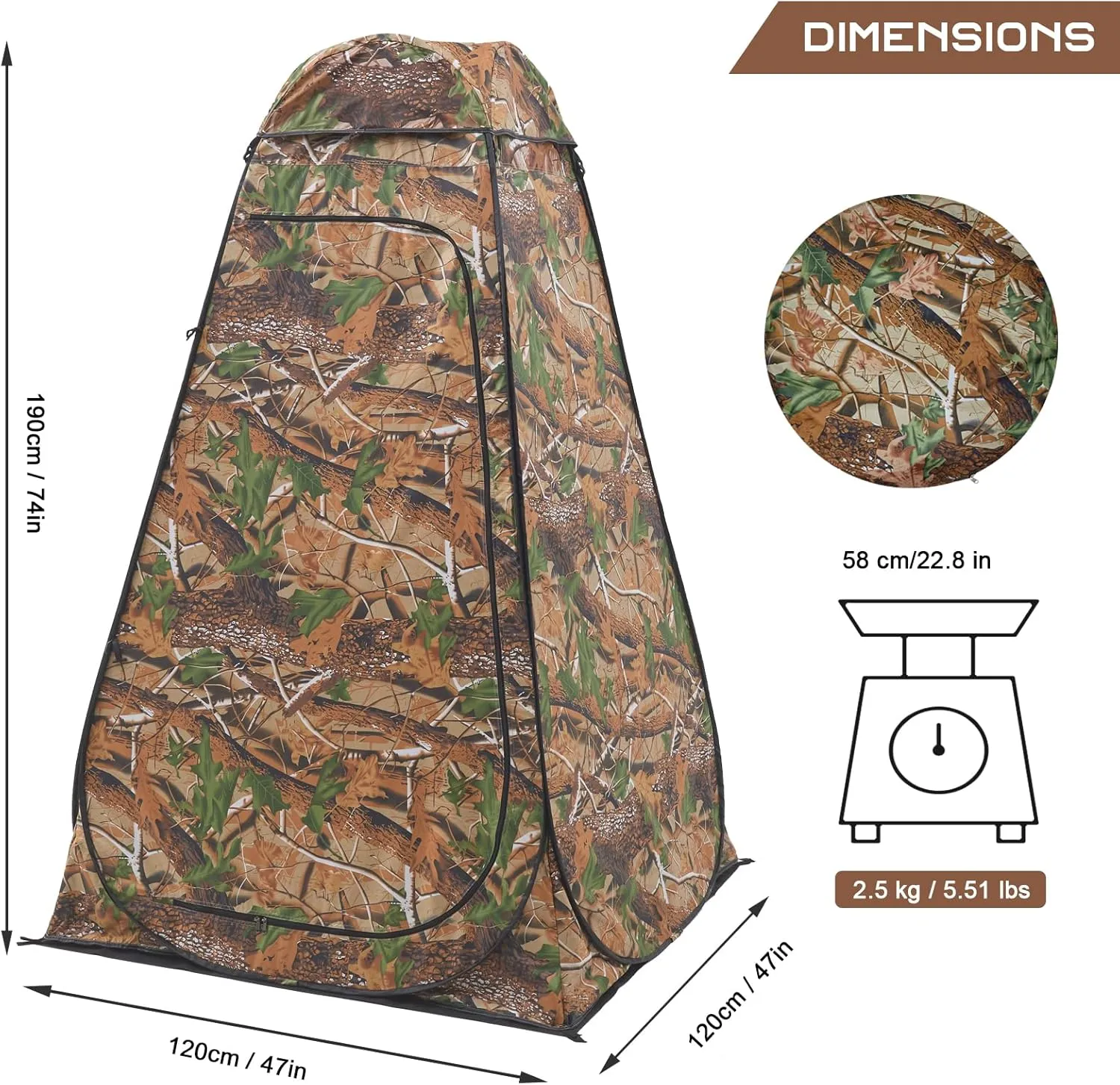 BRIAN & DANY Pop Up Shower Tent, Portable Privacy Camping Changing Tent, Camp Toilet Bathroom Pod with Rain Shelter & Windows, UPF 50  & Waterproof, 47.2" x 47.2" x 74.8"
