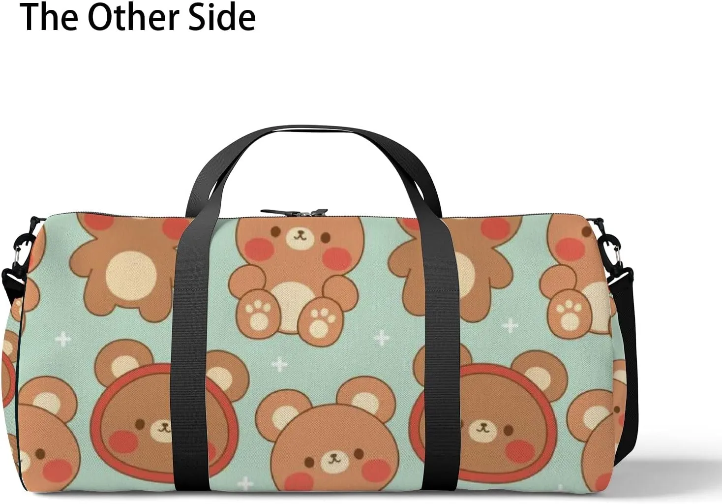 Brown Kawaii Cute Cartoon Little Bear Sports Bag Tote Bag Waterproof Gym Bag with Shoulder Strap Zipper 2 Side Pockets for Men and Women, Travel and Storage Shoulder Bag.