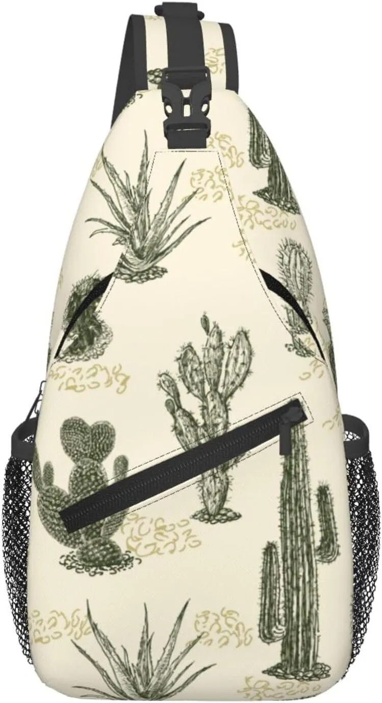 Cactuses Crossbody Sling Backpack Sling Bag Adjustable Chest Shoulder Daypack For Women Men