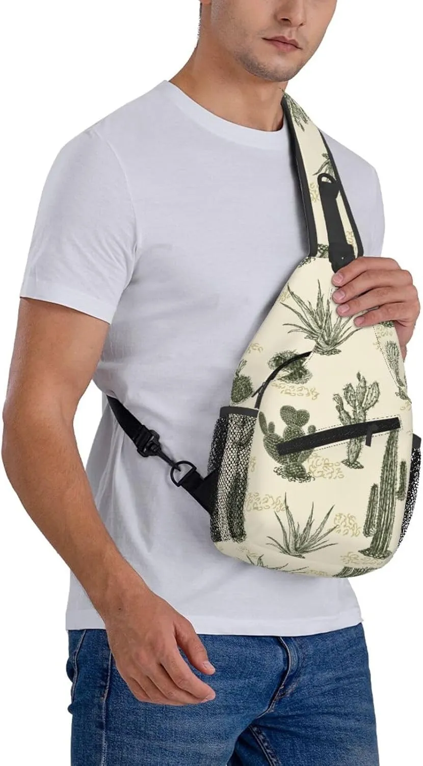 Cactuses Crossbody Sling Backpack Sling Bag Adjustable Chest Shoulder Daypack For Women Men