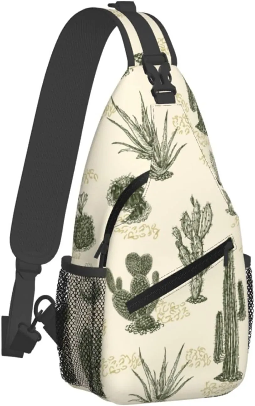 Cactuses Crossbody Sling Backpack Sling Bag Adjustable Chest Shoulder Daypack For Women Men