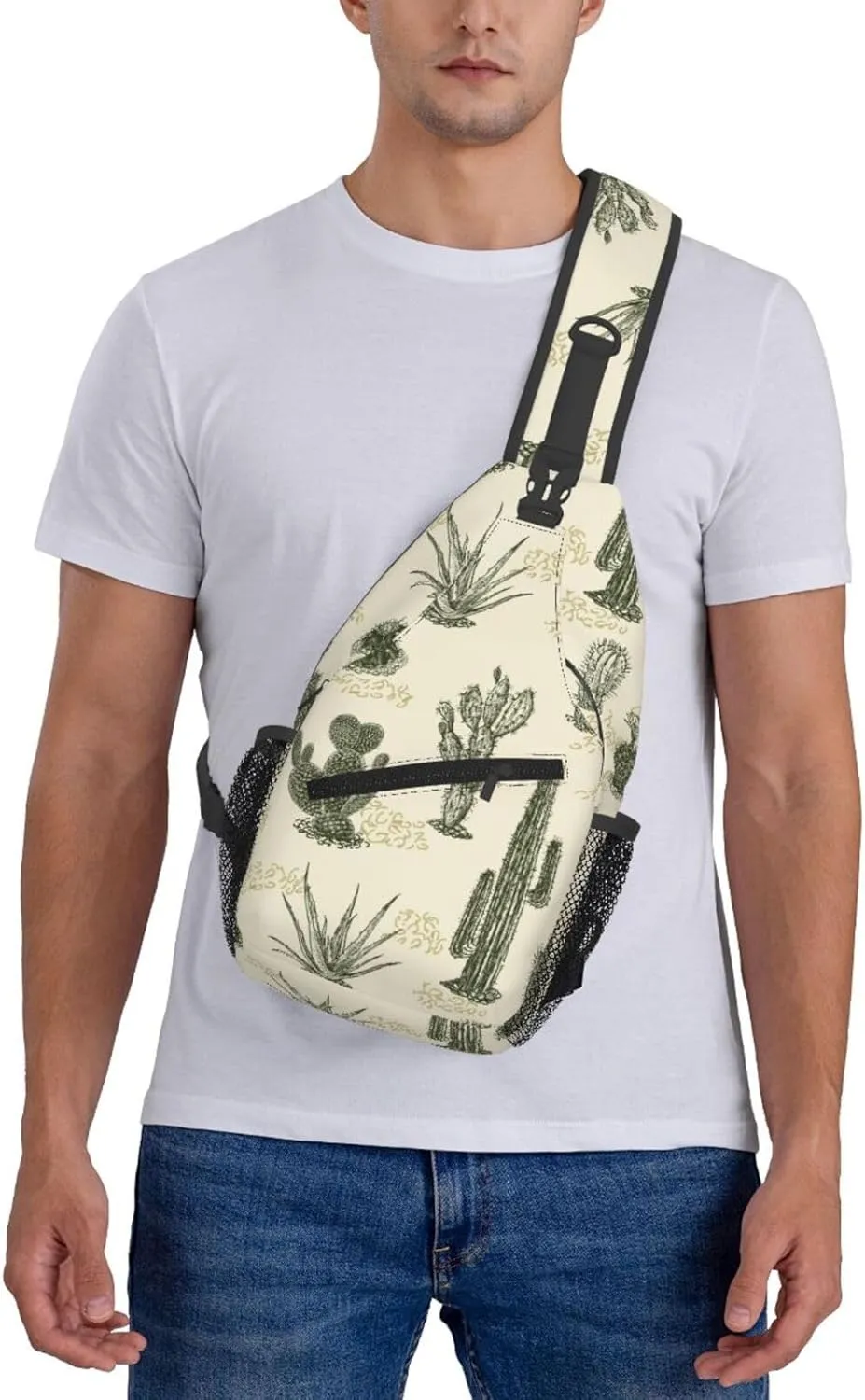 Cactuses Crossbody Sling Backpack Sling Bag Adjustable Chest Shoulder Daypack For Women Men
