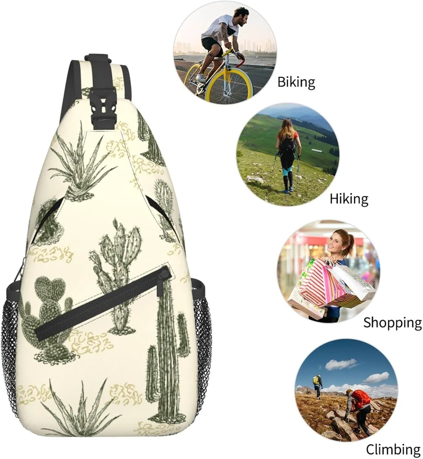 Cactuses Crossbody Sling Backpack Sling Bag Adjustable Chest Shoulder Daypack For Women Men